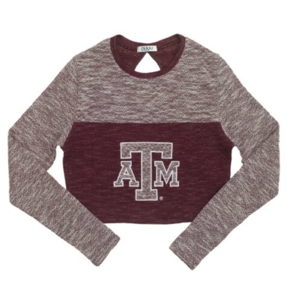 NCAA Texas ATM Aggies Terry super cute Crop marbled‎ dark red Top size small new